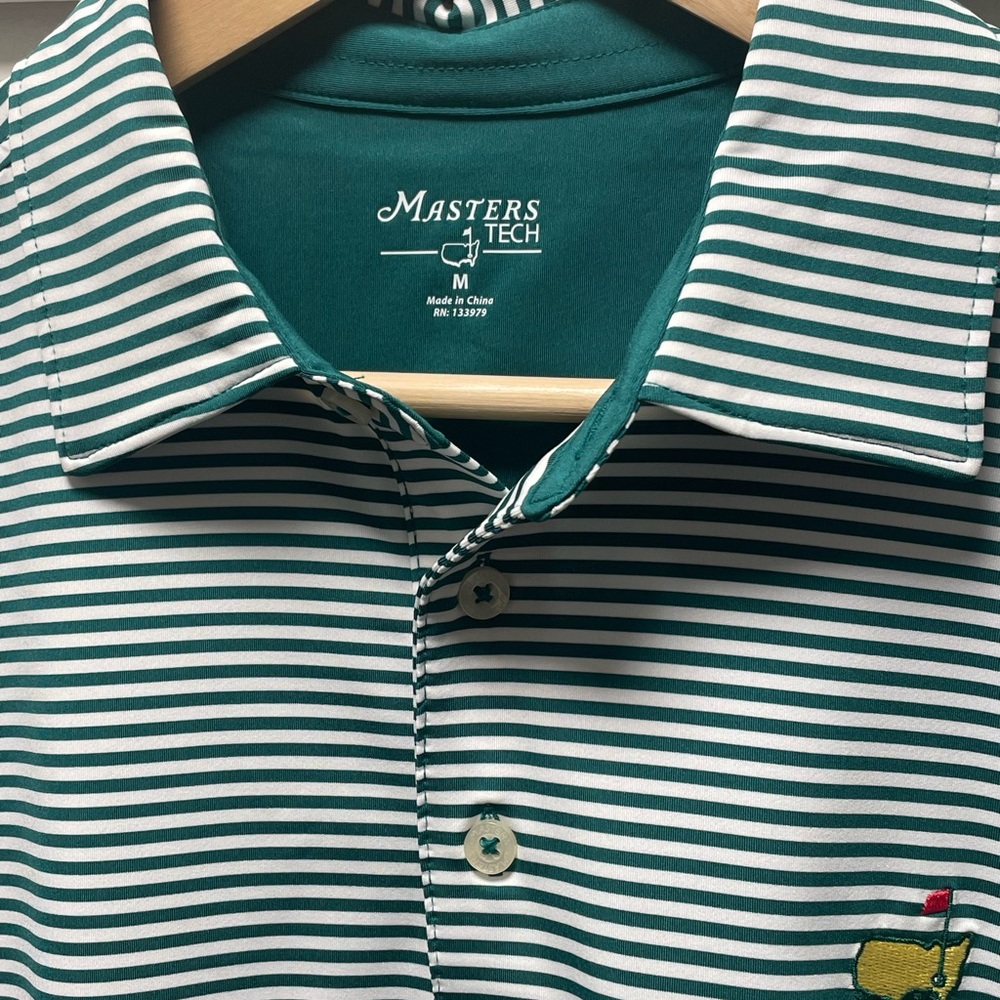 MastersTech Green and White Striped Polo Shirt